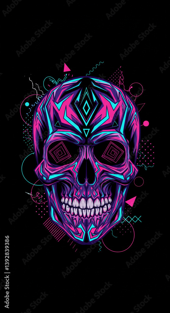 The art of skull with vibrant colors and shapes The art of skull with vibrant colors and shapes