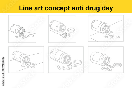 International Anti-Drug Day Awareness Line Art Concept