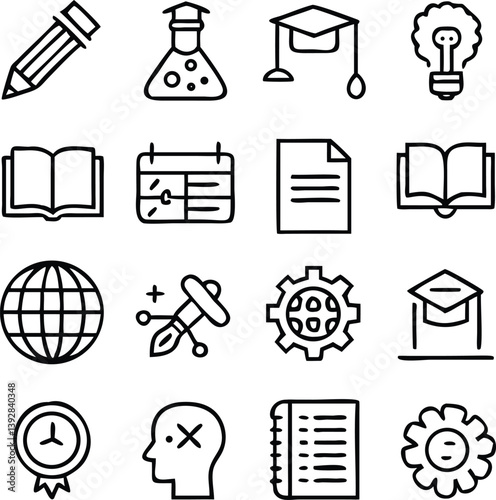Knowledge Icons Vector Art | Education, Learning & Wisdom Line Icon Pack