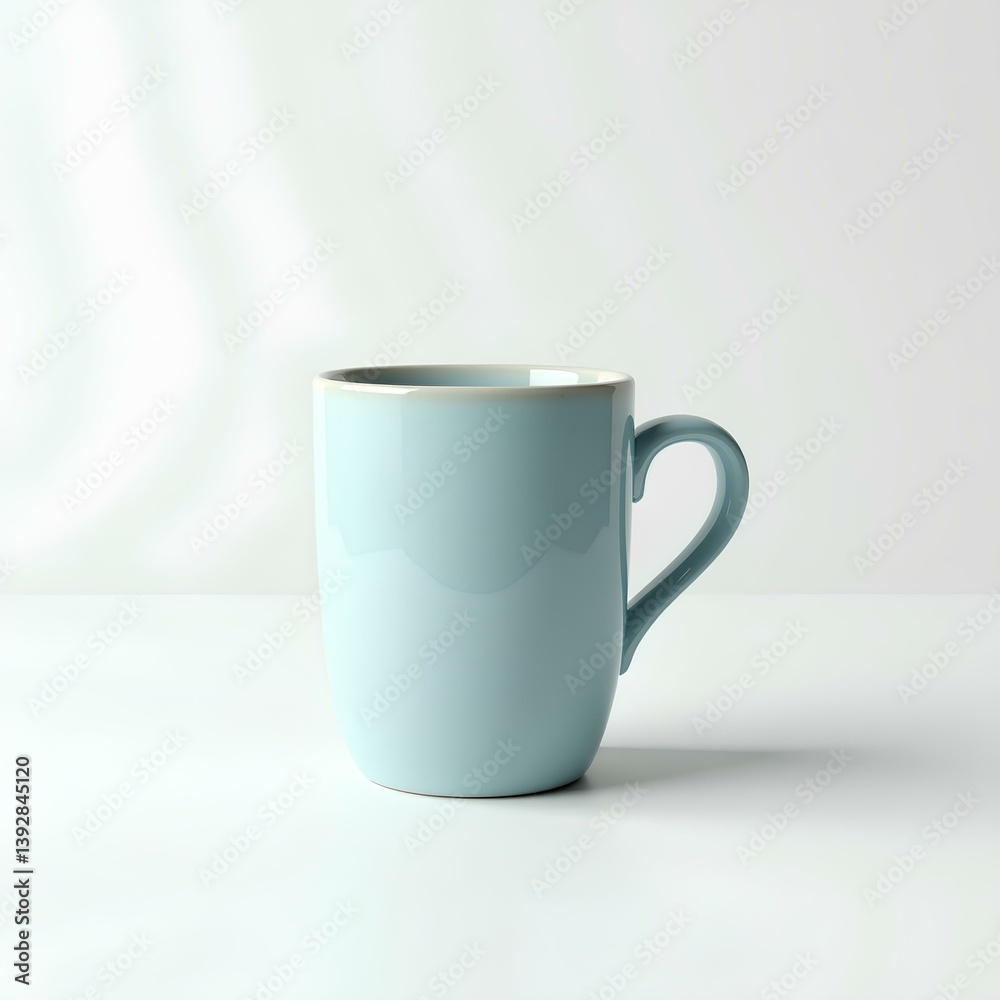 Fototapeta premium Minimalist Sky Blue Ceramic Mug – Elegant and Modern Design