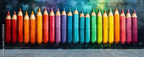 Obraz na płótnie Vibrant mural of colorful pencils symbolizing the power of education and w salonie
