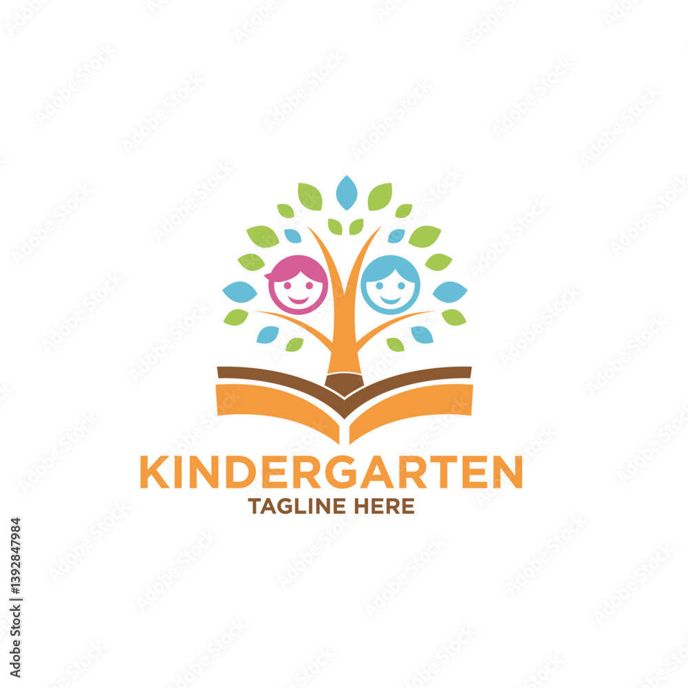 Obraz premium Modern Kindergarten Logo Design Vector Childcare Nursery and Education Themes