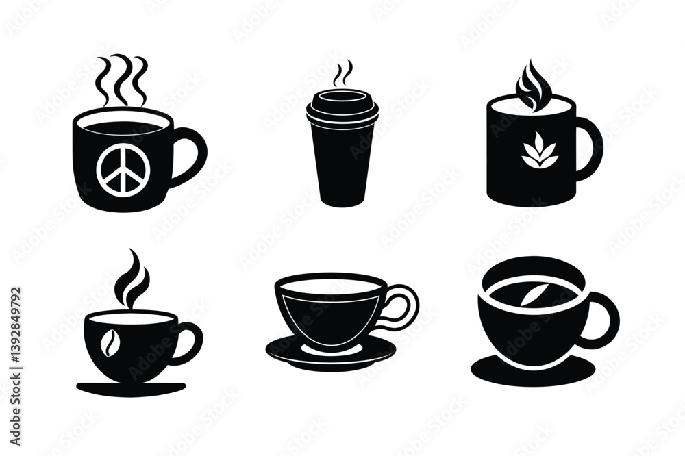 Obraz premium Coffee cup silhouette vector illustration bundle