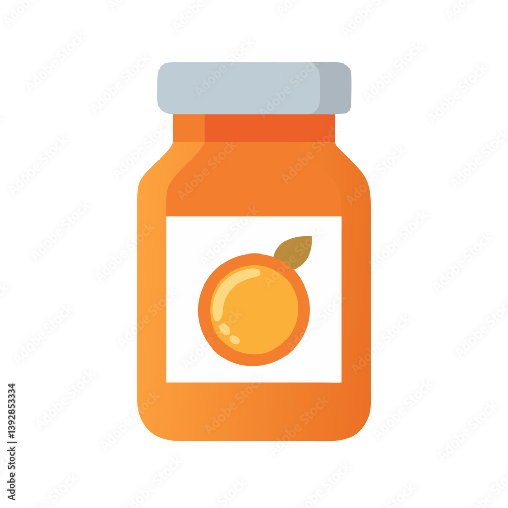 Orange Marmalade Jar Vector for Delicious Breakfasts Orange Marmalade Jar Vector for Delicious Breakfasts