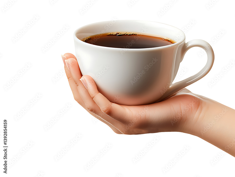 Hand holding a coffee cup isolated on transparent background Hand holding a coffee cup isolated on transparent background