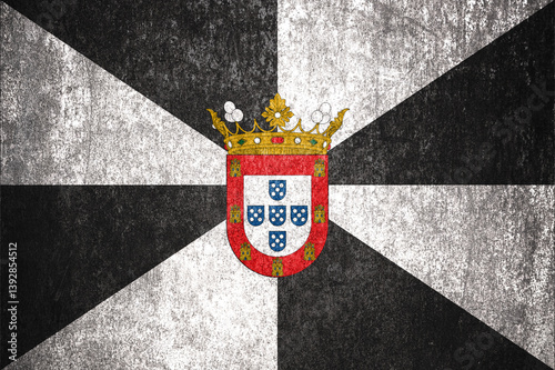Ceuta State Flag. Dirty Ceuta flag on metal surface.
