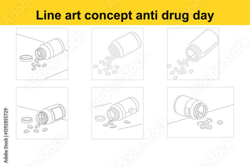 International Anti-Drug Day Awareness Line Art Concept