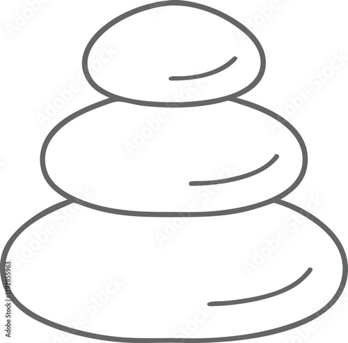 Zen stone with candle outline icon for meditation and spa decor