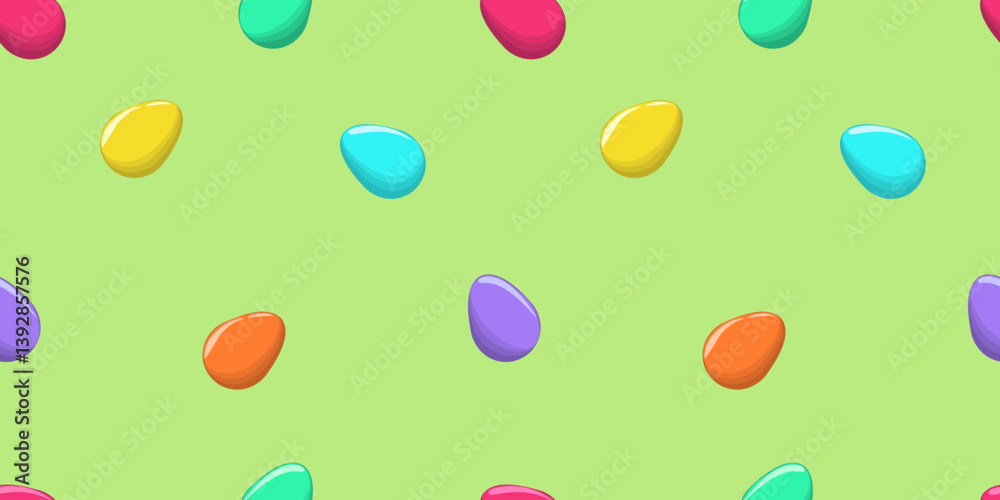 Seamless Easter pattern with glossy colorful eggs on a light green background. Bright and festive design perfect for spring decor, kids projects, greeting cards, textiles, and wrapping paper. Seamless Easter pattern with glossy colorful eggs on a light green background. Bright and festive design perfect for spring decor, kids projects, greeting cards, textiles, and wrapping paper.