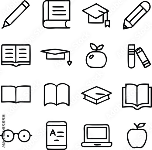 Learning Icon Pack Vector Art | Education, Study & Skill Development Line Icons