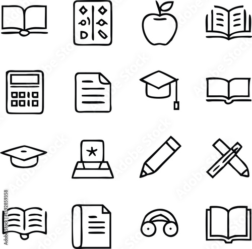 Learning Icon Pack Vector Art | Education, Study & Skill Development Line Icons