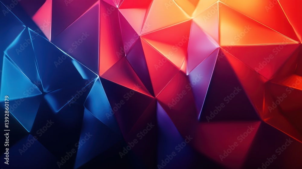 Obraz premium Abstract geometric background with red, blue, and orange polygons.
