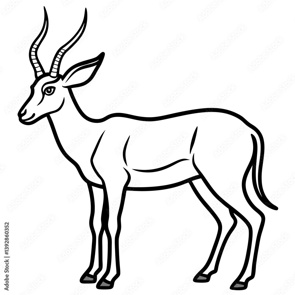 Fototapeta premium Minimalist Antelope Line Art Vector