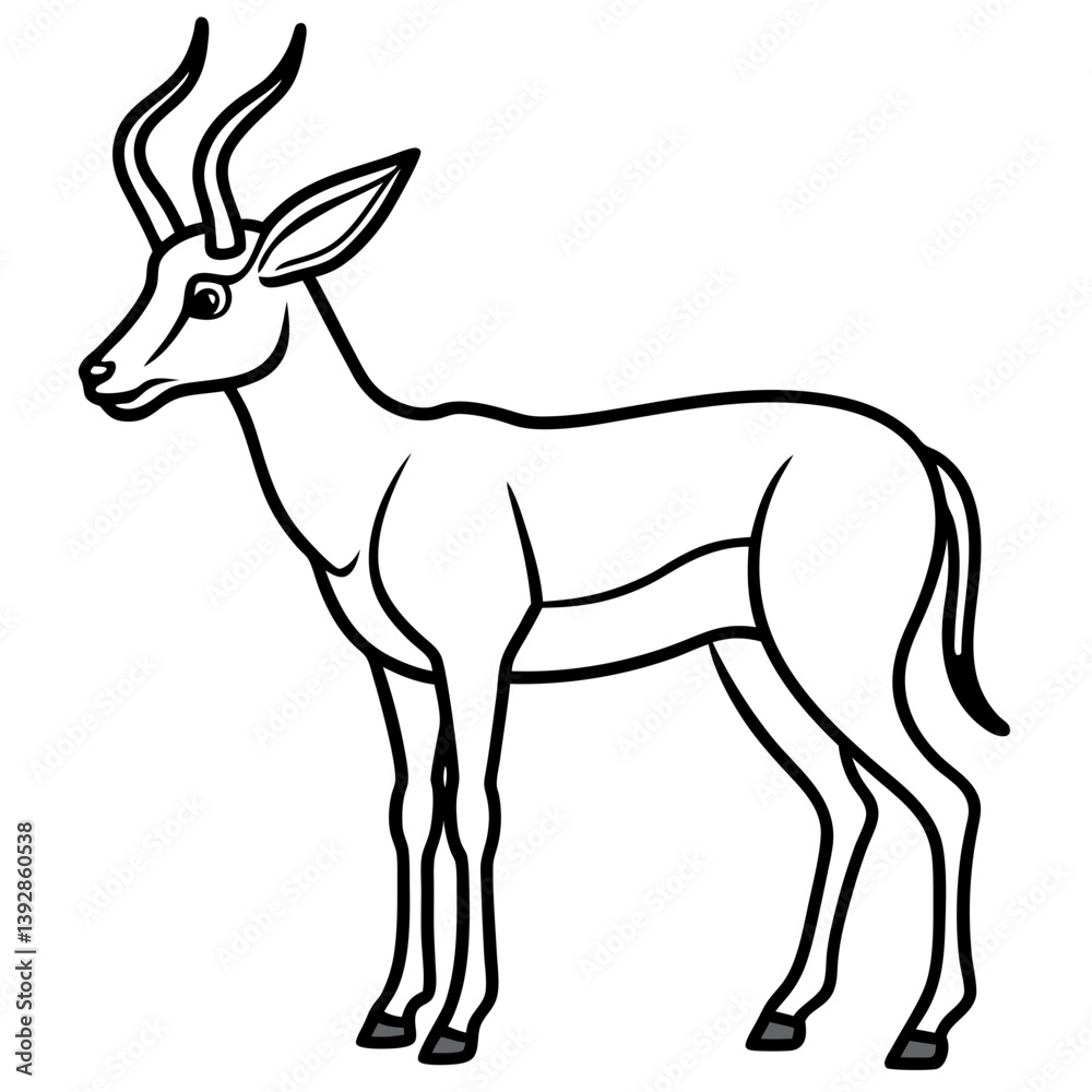 Fototapeta premium Minimalist Antelope Line Art Vector