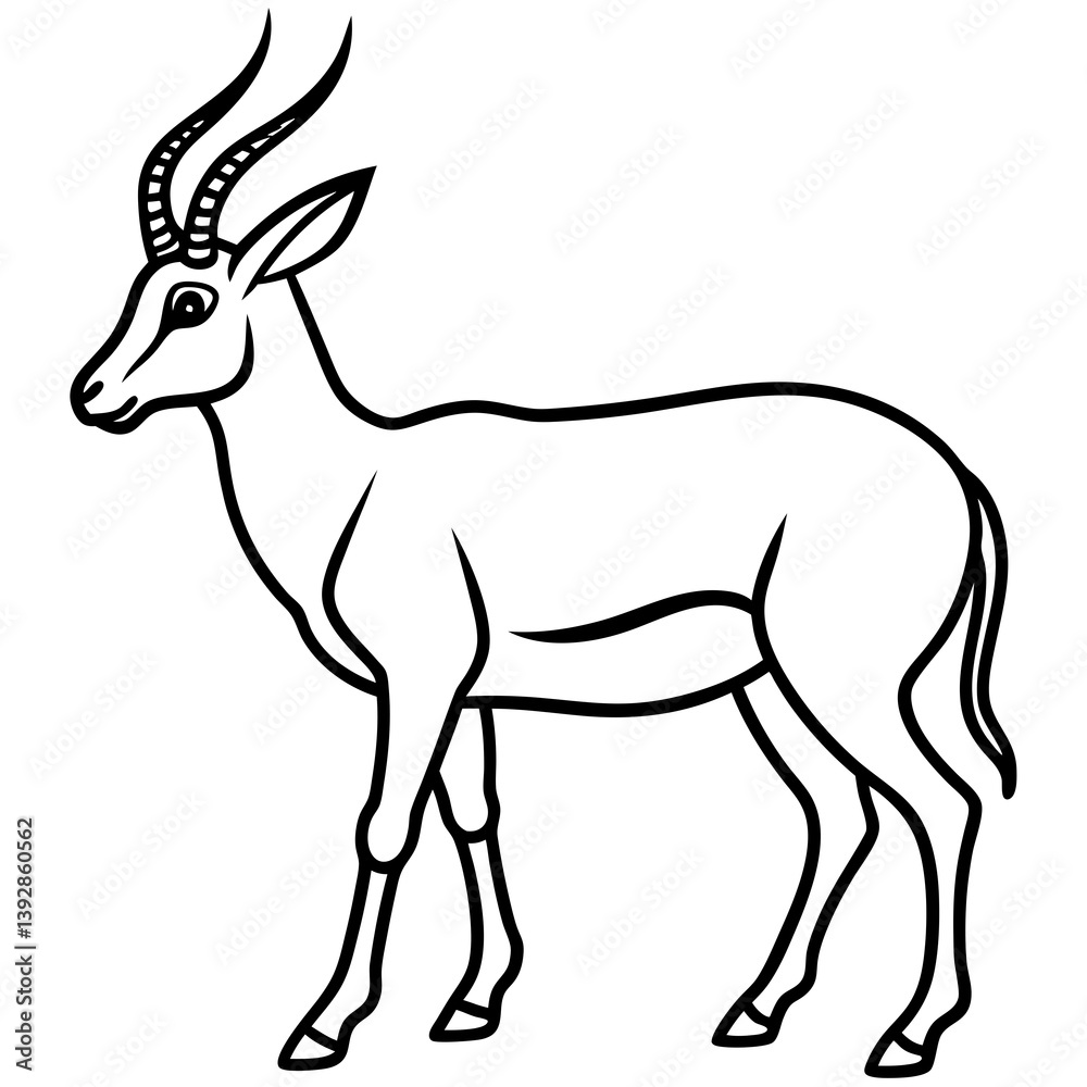 Fototapeta premium Minimalist Antelope Line Art Vector