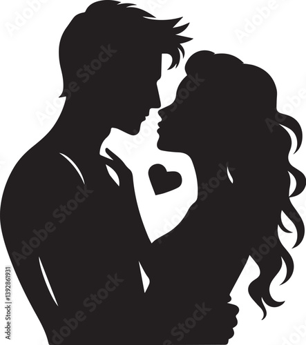 Couple love silhouette vector