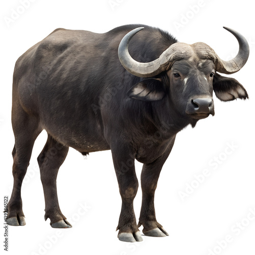 Majestic African Buffalo Standing Isolated on Transparent Background