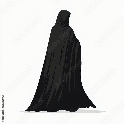 Simple icon silhouette illustration of death grim reaper in black on a white background