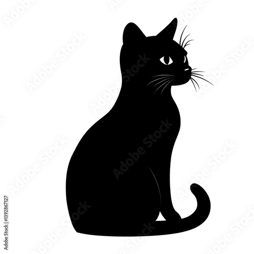 Wallpaper Mural Simple cat icon silhouette illustration in black on a white background Torontodigital.ca