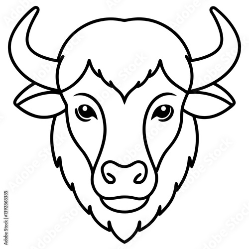Minimalist Bison Head Line Art