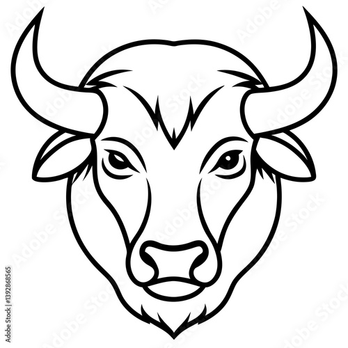 Minimalist Bison Head Line Art