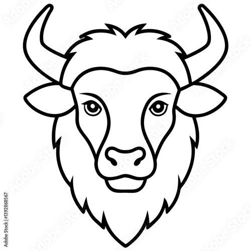 Minimalist Bison Head Line Art