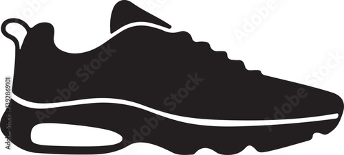 Stylish Black Silhouette of a Modern Running Shoe