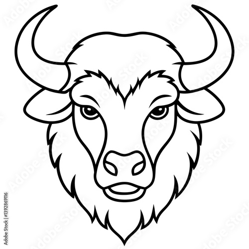 Minimalist Bison Head Line Art