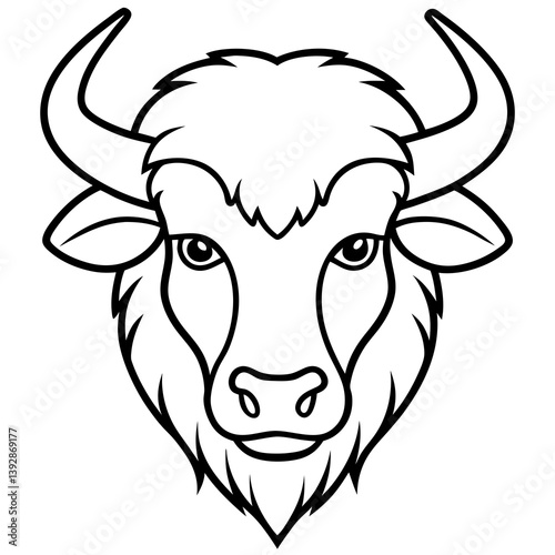 Minimalist Bison Head Line Art
