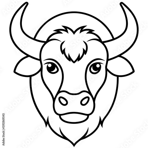 Minimalist Bison Head Line Art