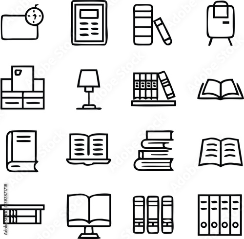 Library Icons Vector Art | Books, Reading & Knowledge Line Icon Pack