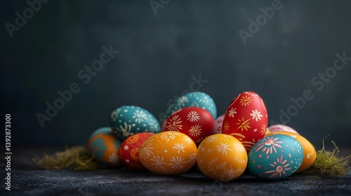 Obraz na płótnie Hand-Painted Easter Eggs w salonie