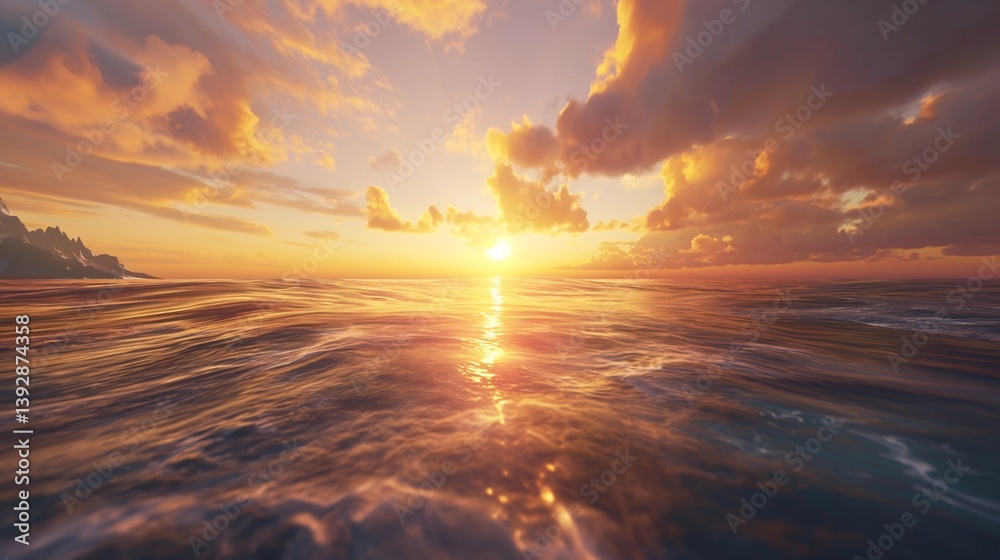 Golden Sunset Over the Ocean