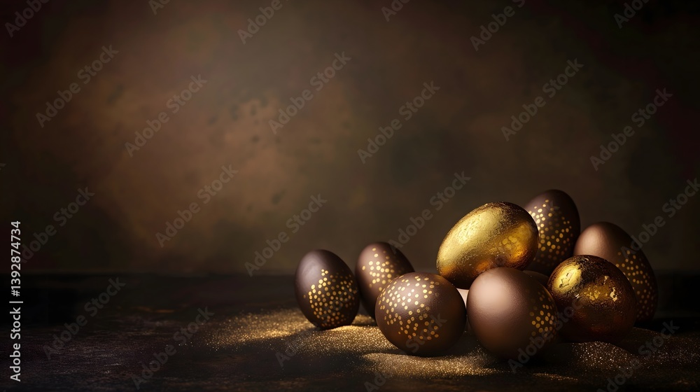 Dark Chocolate Easter Eggs with Gold Accents