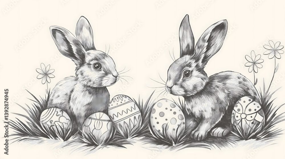 Easter Bunnies with Eggs