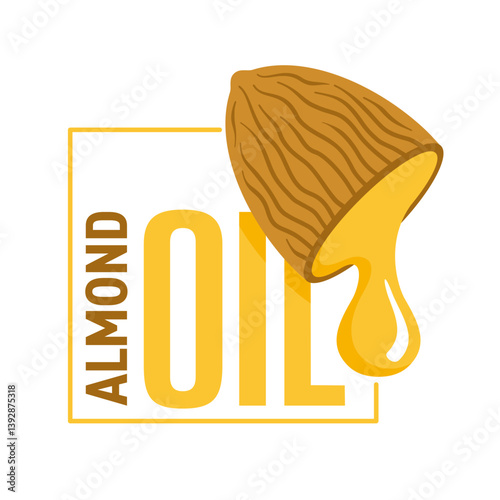 Almond Essential oil emblem in flat colors