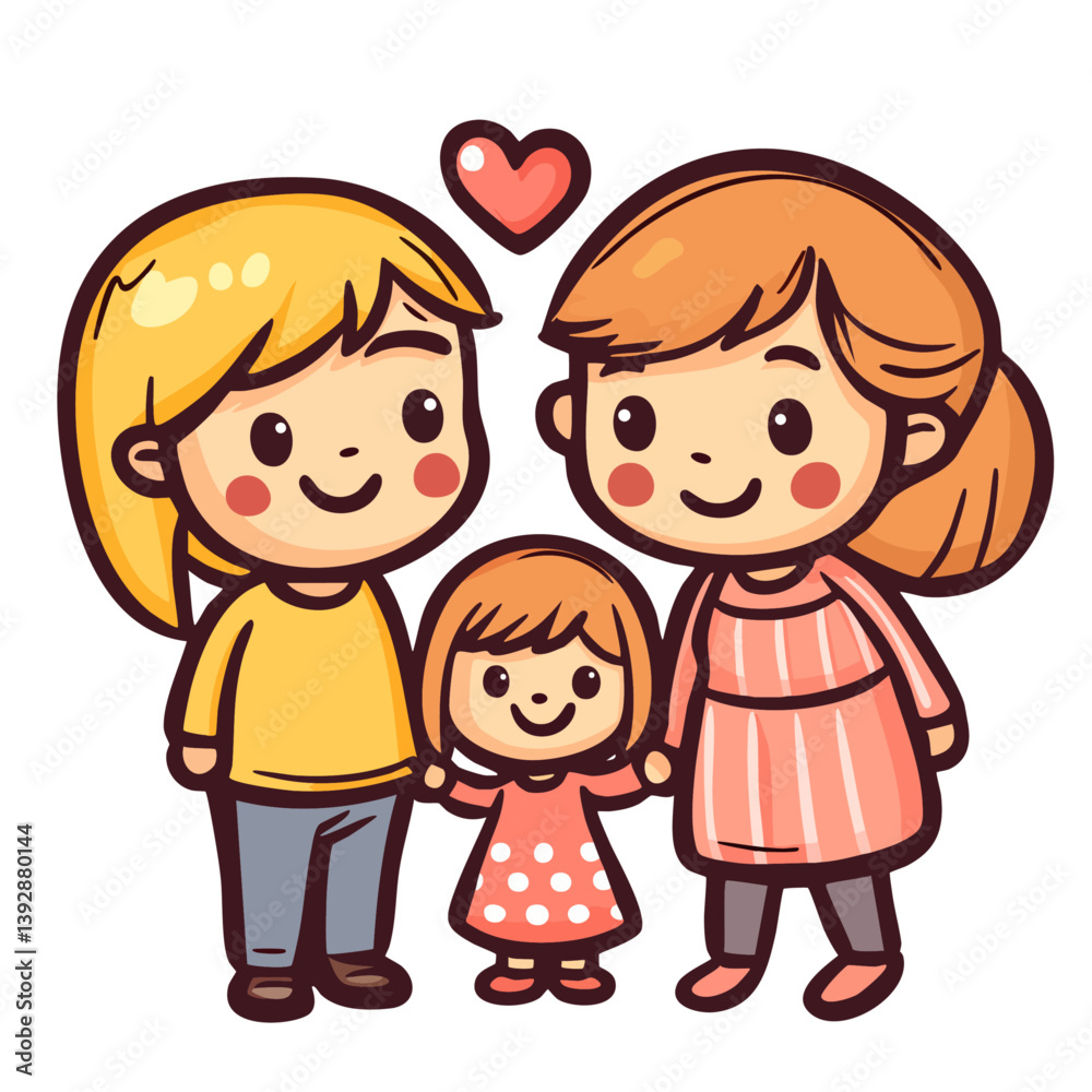 Happy family of two mothers and child, loving gay women LGBT couple with kid daughter, lesbian parents, hand drawn doodle cartoon character clip art, isolated simple vector illustration Happy family of two mothers and child, loving gay women LGBT couple with kid daughter, lesbian parents, hand drawn doodle cartoon character clip art, isolated simple vector illustration