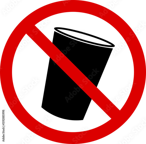No plastic and prohibited sign icon. Restriction public sign isolated on transparent background. Universally indicating restriction or prohibition symbol. Vector illustration.