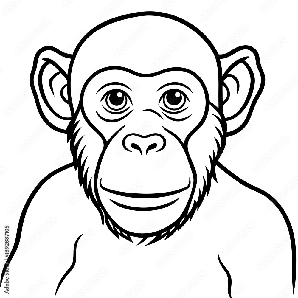 Minimalist Chimpanzee Line Art Vector Minimalist Chimpanzee Line Art Vector