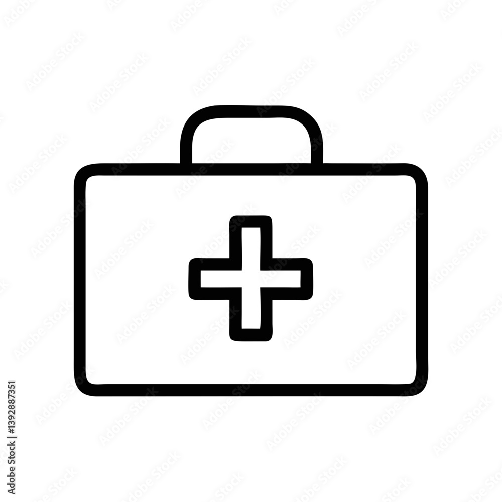 A bold first-aid kit symbol ready to help, promising safety and care with a clean, simple line art style. A bold first-aid kit symbol ready to help, promising safety and care with a clean, simple line art style.