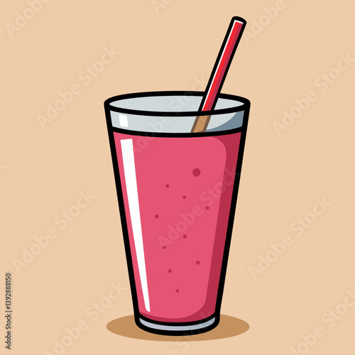 A refreshing pink smoothie in a tall glass with a red straw, perfect for a summer day's simple pleasure.