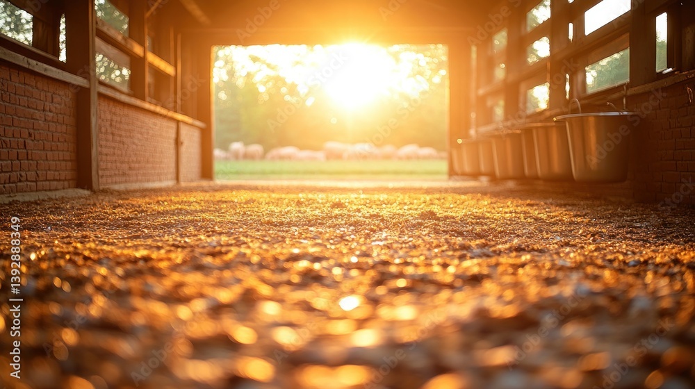 Fototapeta premium Sunlit Farm Stall Interior