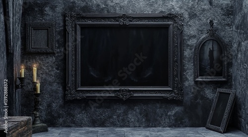 gothic photo frame mockup for a picture, highly detailed