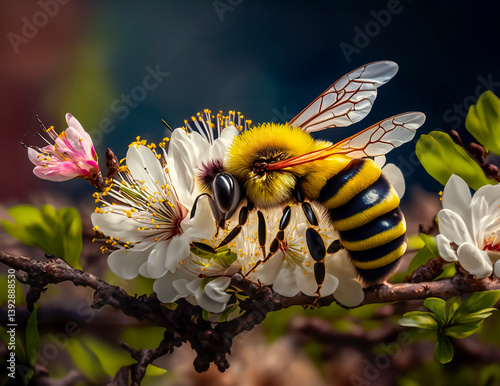 A bee on a spring blossom 