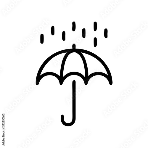 A sturdy umbrella bravely shielding from a gentle rain shower, a simple bold line art graphic.