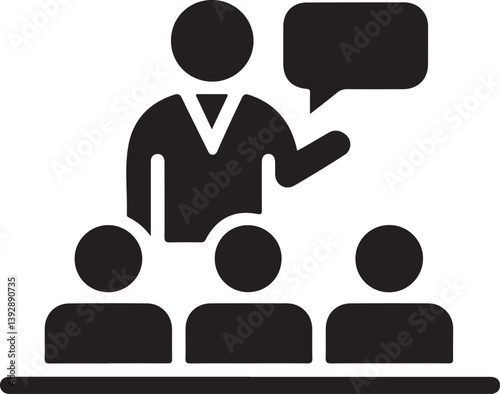 Business Presentation Icon with Speaker and Audience