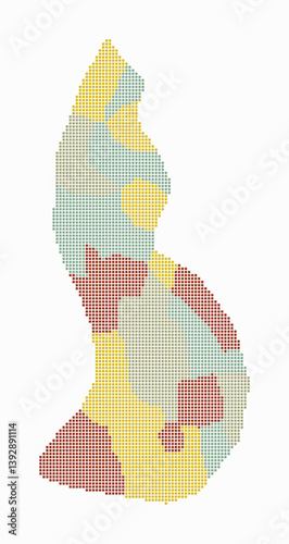 Liechtenstein dotted map. Digital style map of the country on white background. Liechtenstein shape with square dots. Colored dots style. Small size squares. Awesome vector illustration.