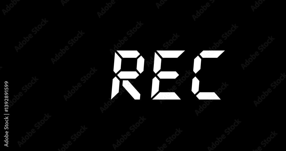 Recording sign icon, Red logo camera video recording symbol, Vector rec minimal text logo design