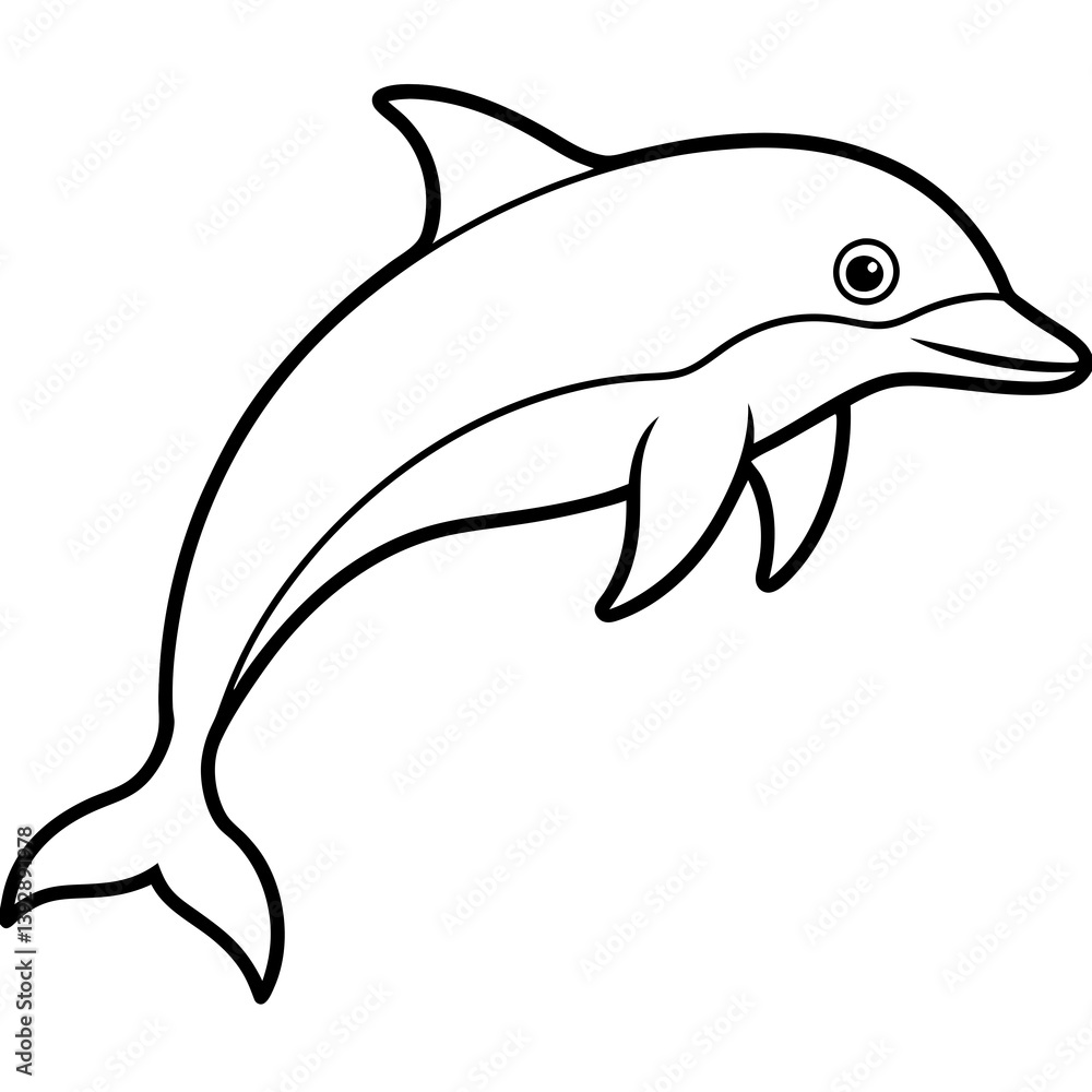 Fototapeta premium Minimalist Dolphin Line Art Vector