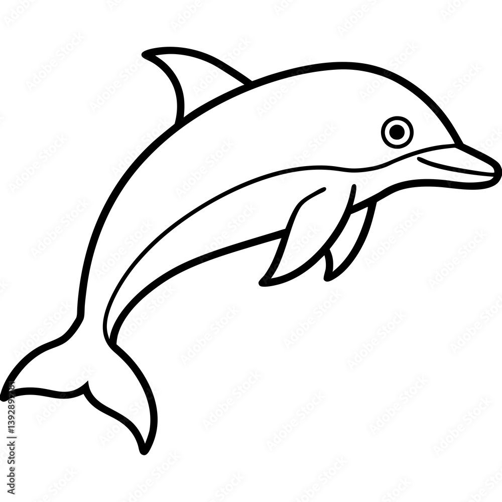 Obraz premium Minimalist Dolphin Line Art Vector